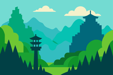 mountain landscape with trees