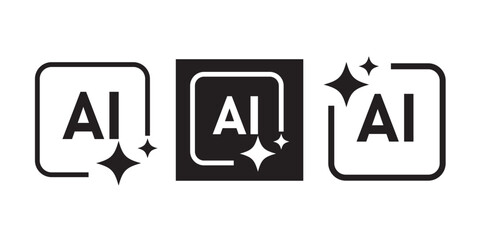 Artificial intelligence icons with sparkle accents