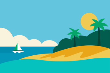 tropical island with palm trees