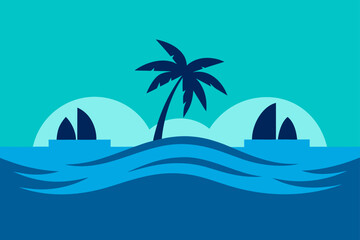 vector illustration of a tropical island