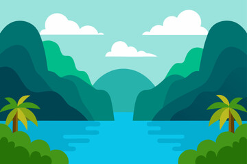 tropical island with palm trees