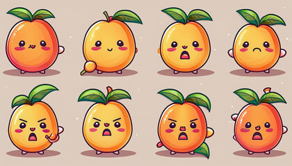 Fototapeta premium orange fruit stickers and characters