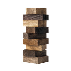 Stacked wooden blocks of varying shades
