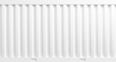 White shipping container wall. Seamless vertical metal panel texture with embossed ridges and industrial design. Cargo container backdrop. 3d render
