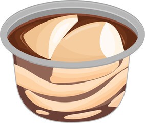 A delicious serving of traditional Asian silken tofu pudding, a sweet soy bean curd dessert known as tau fu fa, in a cup with syrup, vector Illustration
