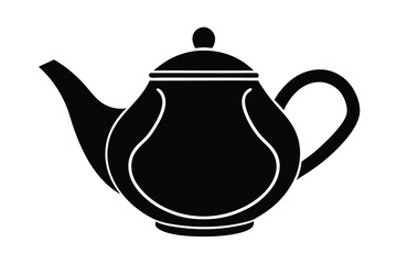 teapot silhouette icon. Vector clipart black illustration design