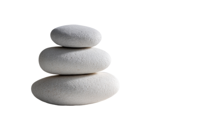 Three white stones stacked in a pyramid