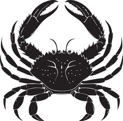 Black Crab Silhouette with Raised Claws and Jagged Shell – Marine Life Illustration