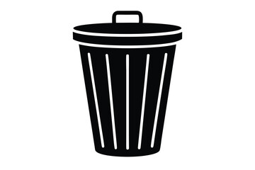 trash bin silhouette icon. Vector clipart black illustration design