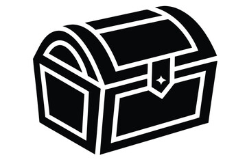 treasure chest silhouette icon. Vector clipart black illustration design