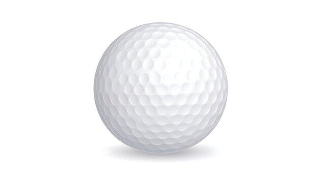 A white golf ball, slightly shadowed