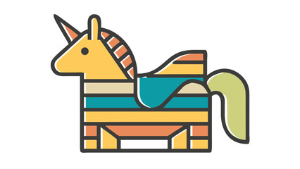 Minimalist Flat Vector Unicorn Icon with Soft Pastel Colors and Elegant Modern Design