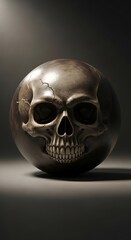 Fototapeta premium Skull Bowling Ball, Dark, Artistic, Still Life, Design.