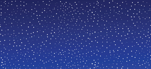 Falling snow seamless wallpaper. Repeated white snow at night sky background. Vector repeating snowfall pattern. White snowflakes, dots, ice hail for Christmas decor