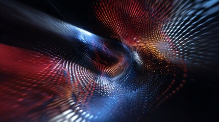 Abstract visualization of data flow in a network with colorful light trails and a sense of movement and energy