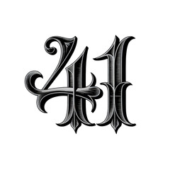 Ornate Blackletter Typography Design Featuring Number 41