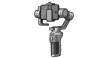 Fototapeta premium Modern Smartphone Gimbal Stabilizer Illustration Isolated Clean Technical Design.