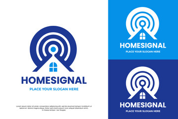 Home Signal logo combining a house shape with a Wi-Fi or signal icon. Suitable for internet providers, smart home technology, and real estate tech companies.