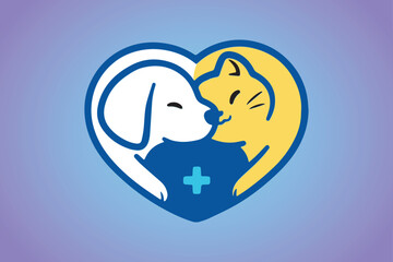 Cute Pet Heart Health Care Logo Design