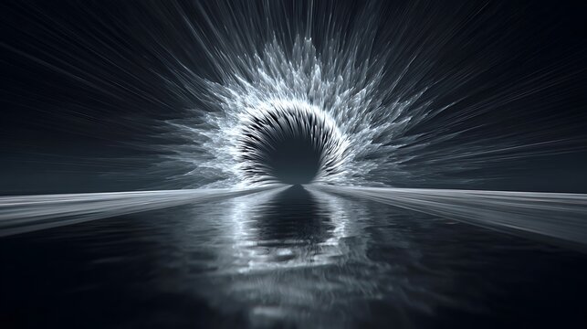 Abstract hyperspace jump effect with light speed motion in space, futuristic concept of travel in space and time