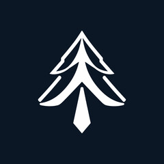 Stylized white tree icon on a dark blue background, featuring geometric shapes and a minimalist design.