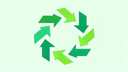 Recycling symbol with green arrows