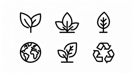 Environmental symbols with leaves and earth