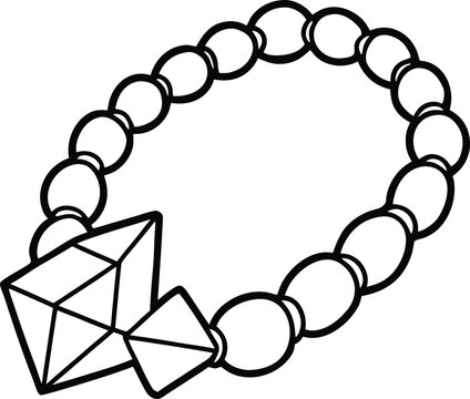 black and white beaded necklace with gem clip art preview