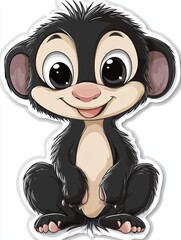 Sticker Cute Cheerful Cartoon Anteater