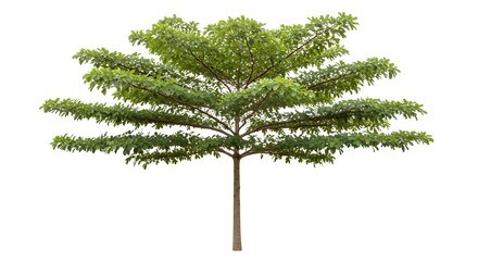 Tropical Tree with Green Leaves Isolated on White