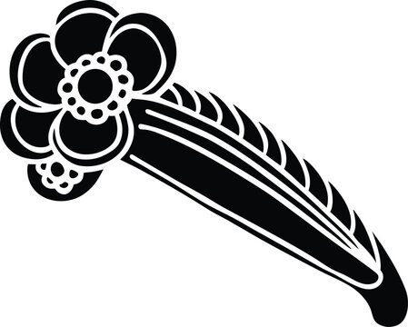 black flower hair clip clip art preview