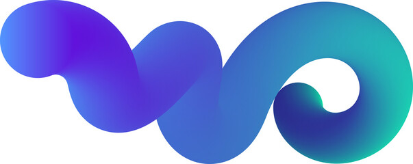 Abstract gradient line. Colored swirl blue and green shape. Curved spiral 3D dynamic element for modern posters and banners design