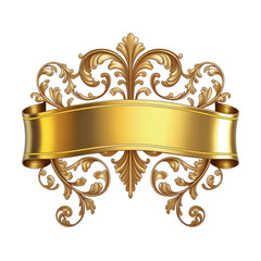 Elegant Baroque Golden Ornamental Banner Design on White