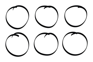 Hand drawn doodle circle highlights. Hand drawn scribble circles. Highlight circles set. Scribble ovals, circle and highlight text. Doodle set of black hand drawn circle line