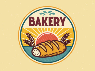Featuring Retro Bakery Badge With Bold Colors And Bre Beautiful High-Quality Stock Image