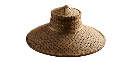 Traditional asian conical hat isolated on transparent background for sun protection