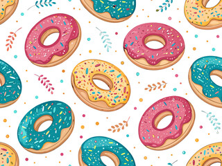 Depicting Seamless Donut Doodles With Sprinkles Stunning Professional Photo