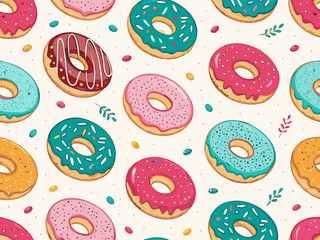 Depicting Seamless Donut Doodles With Sprinkles Beautiful Premium Digital Asset