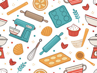 Showcasing Seamless Wallpaper Bakery Utensils Bold Vect Dynamic Creative Visual