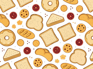 Stunning Seamless Wallpaper Bread Slices And Cookies Wit Premium Digital Asset