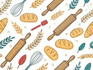 Seamless Wallpaper Rolling Pins Whisks And Premium Digital Asset Suitable for Design