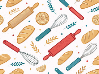 Seamless Wallpaper Rolling Pins Whisks And Creative Visual Suitable for Design