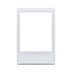 Blank white instant photo frame with a white border on a black background polaroid picture