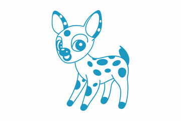 Adorable puppy with blue spots and outline stands playfully on a plain backdrop