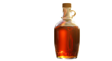 Maple syrup in a glass bottle isolated on transparent background