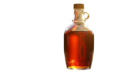 Maple syrup in a glass bottle isolated on transparent background