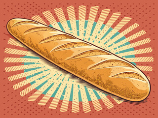Vibrant Bold Baguette With Glowing Tex High-Quality Stock Image