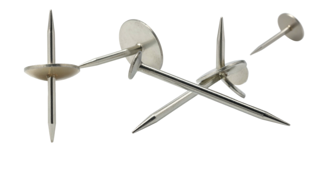 Metal tacks or staples, various sizes and angles