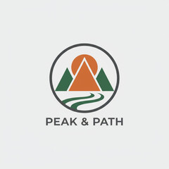 Minimalist vector mountain logo for an outdoor gear brand. Two-color