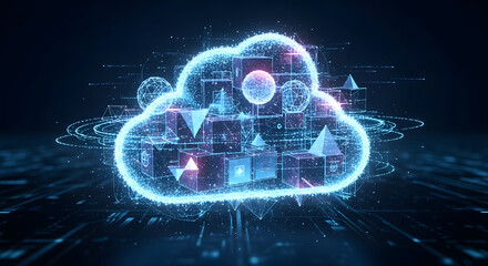 Cloud Computing Digital Data Storage and Network Infrastructure Concept, Information Technology